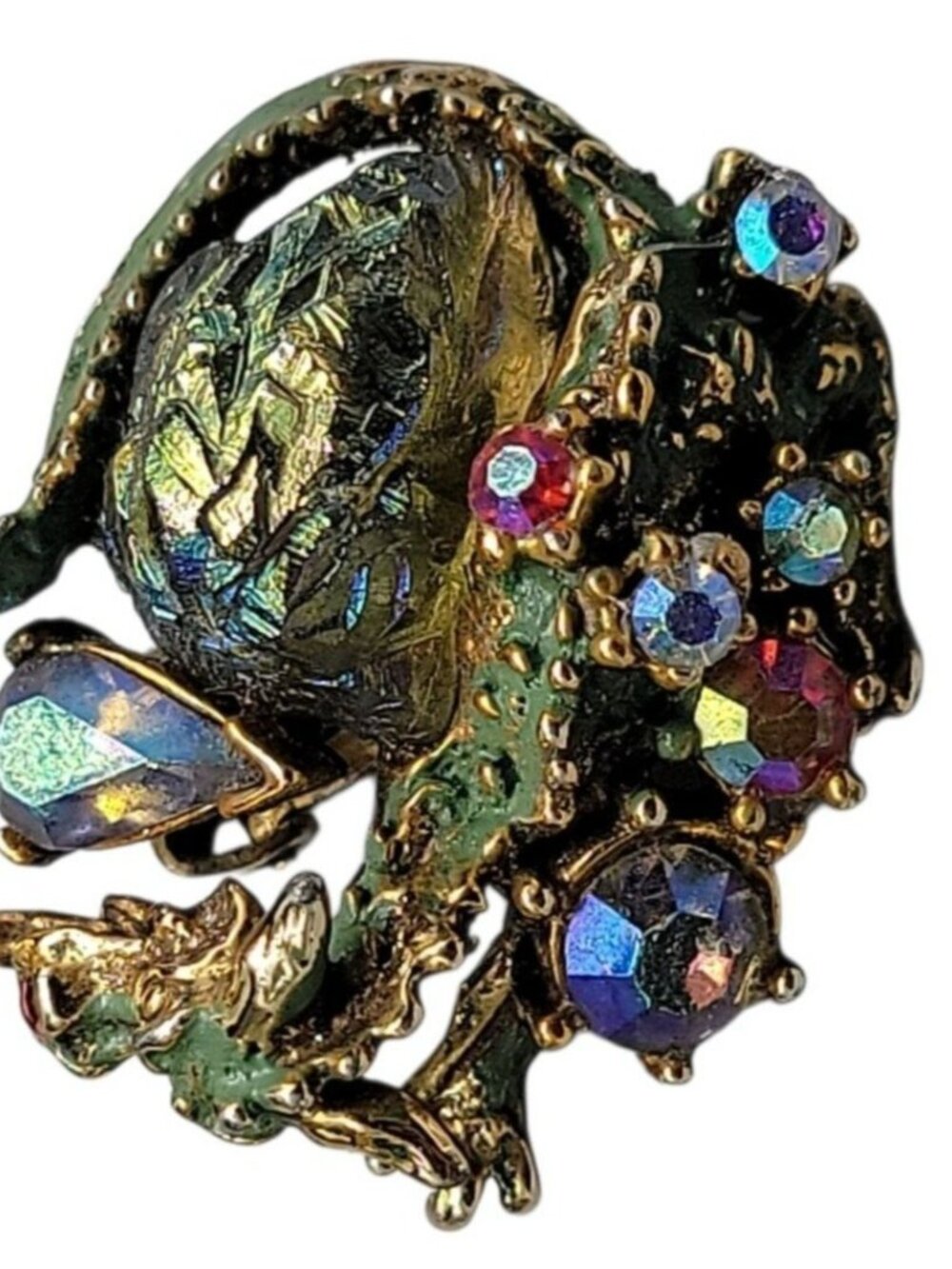 Vtg HAR Dragon Fantasy Lava Rock Demi-Parure 1959 Brooch Bracelet Earrings Set - Picture 14 of 16